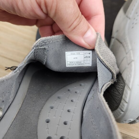 Mens Crocs Walu size 10 Canvas Casual Slip On Boat Loafers Shoes - Picture 8 of 9